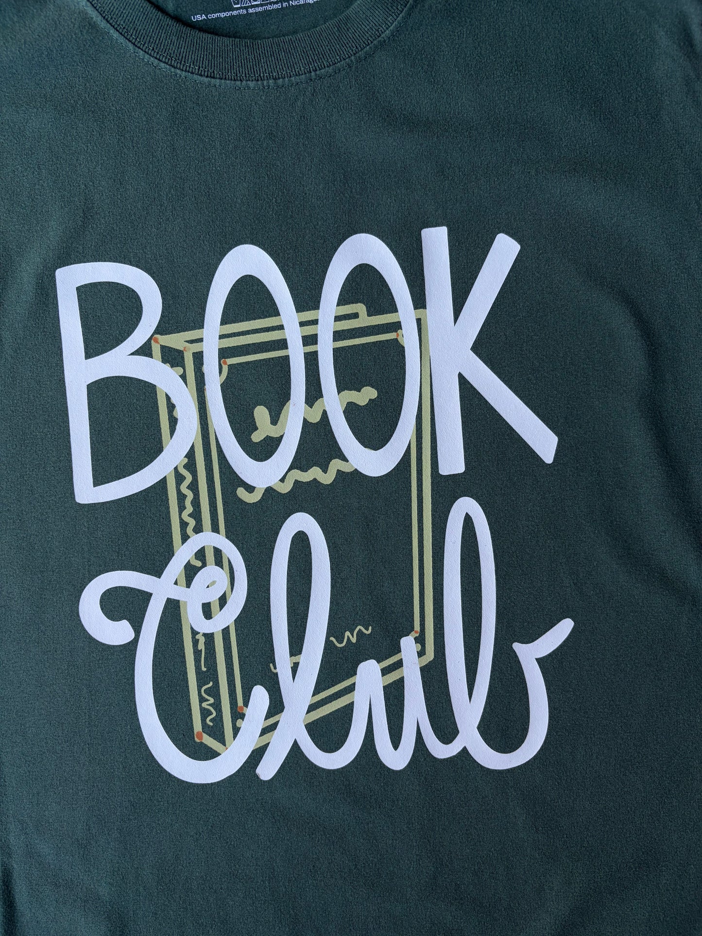 Book Club on Adult Vintage Washed Pine Short Sleeve Tee