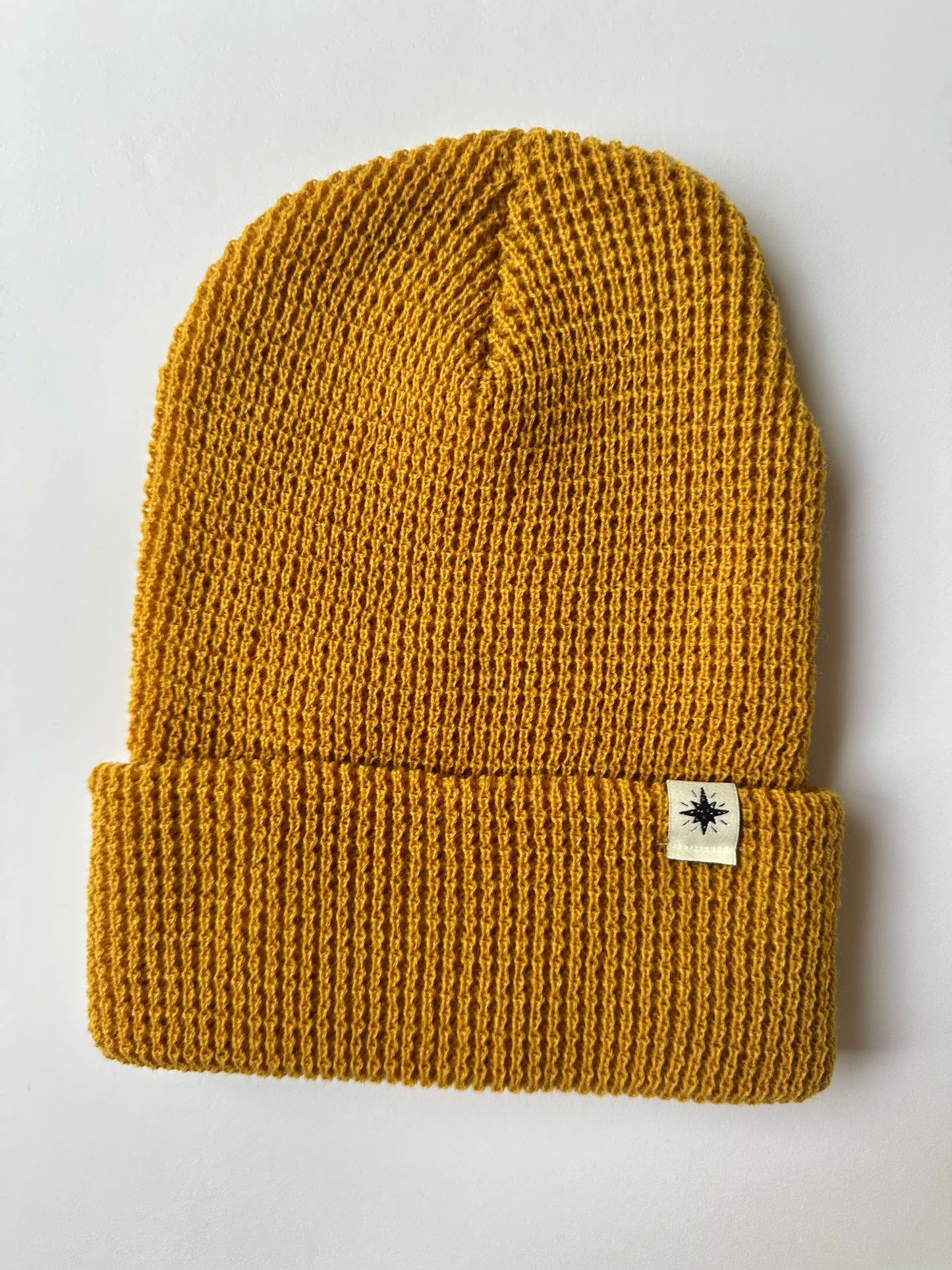 Star Cuff on Honey Waffle Knit Beanie