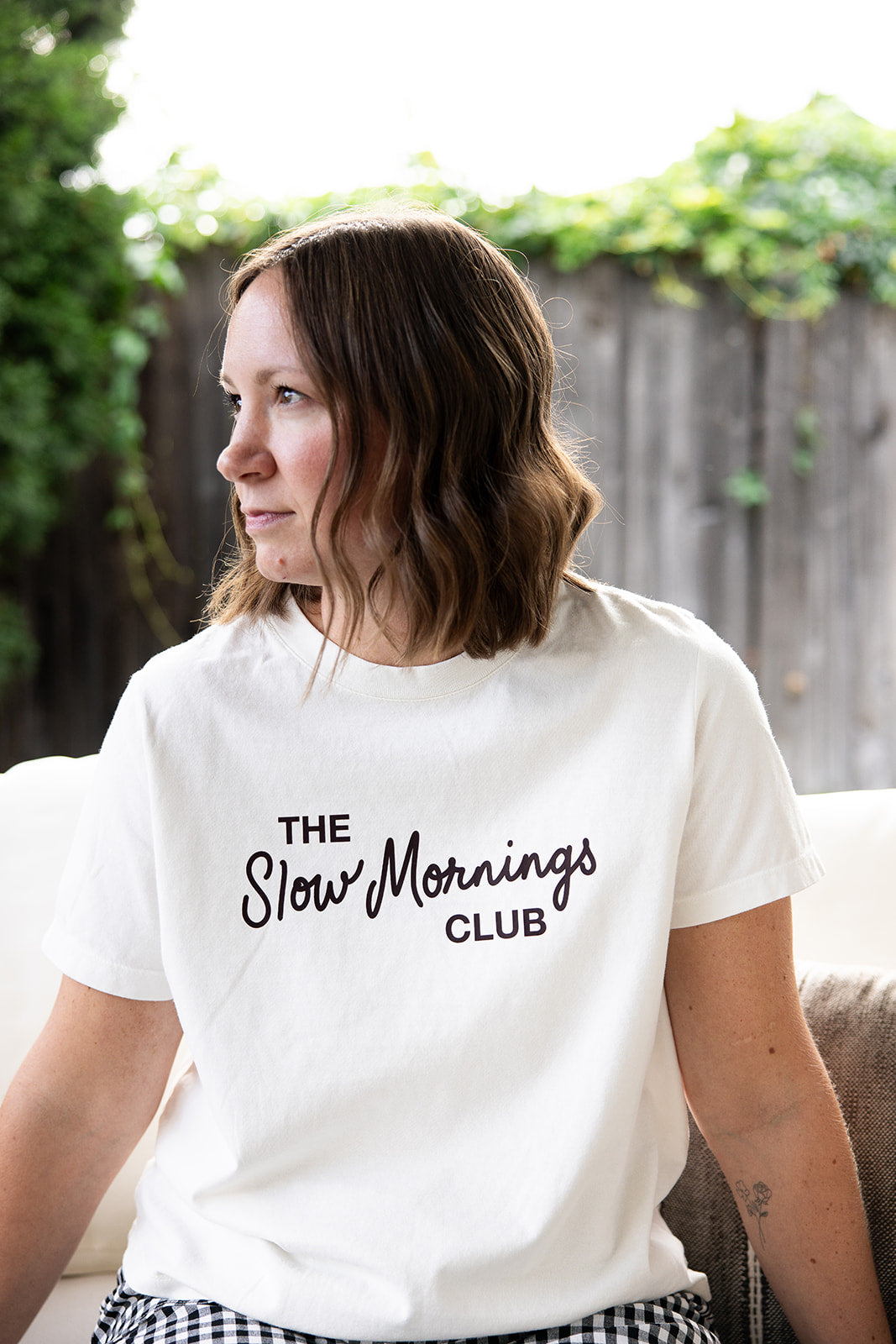 The Slow Mornings Club Adult Vintage White Short Sleeve Tee