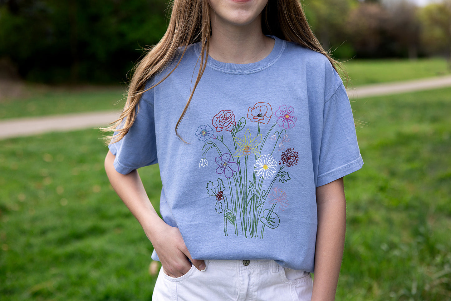 Grow Together on Youth Vintage Washed Denim Short Sleeve Tee
