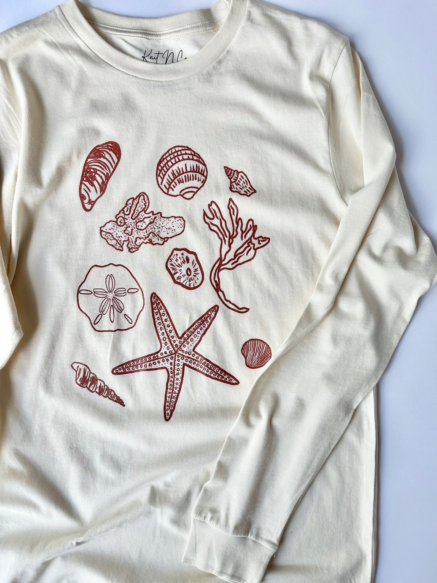 Ocean Finds on Natural Long Sleeve Tee