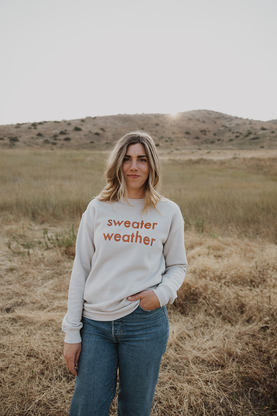 Sweater Weather on Cream Sweatshirt