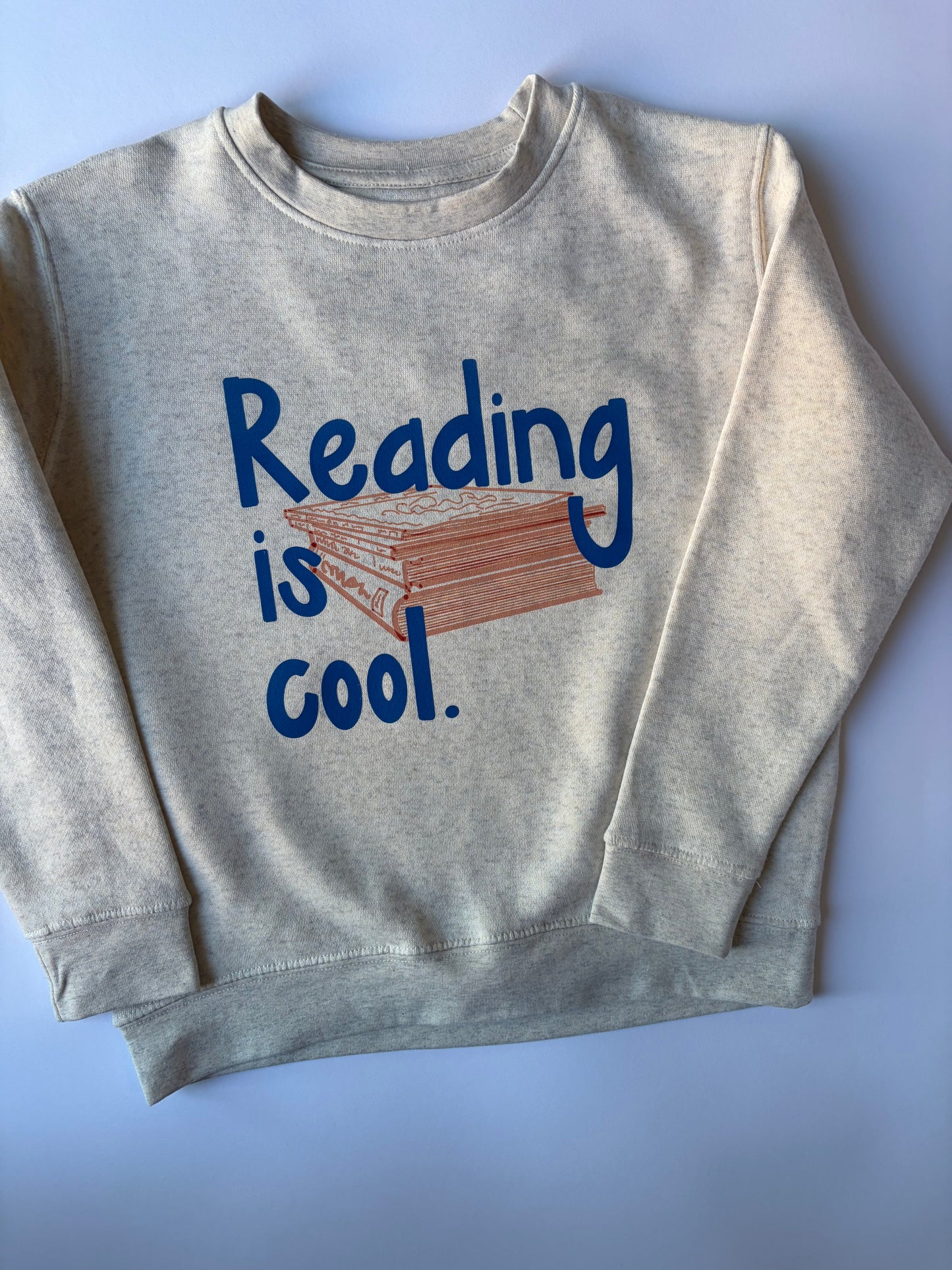 Reading is cool. on Youth Natural Heather Sweatshirt