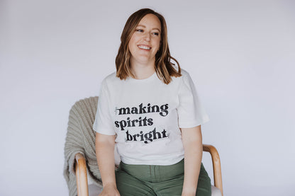 Making Spirits Bright Tee on Vintage White