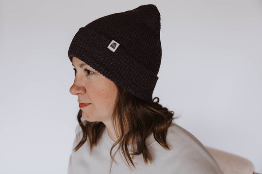 Hat Cuff on Heather Charcoal Beanie