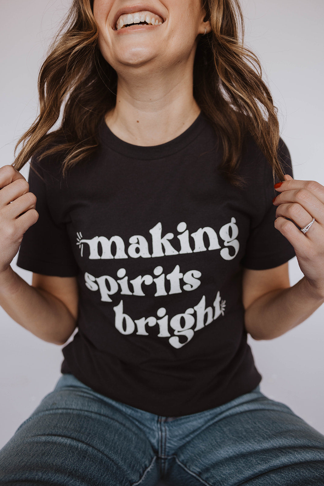 Making Spirits Bright Tee on Dark Grey