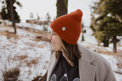 Star Cuff on Rust Beanie