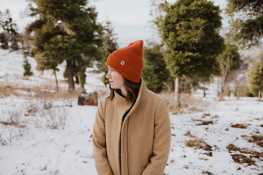 Hat Cuff on Rust Beanie