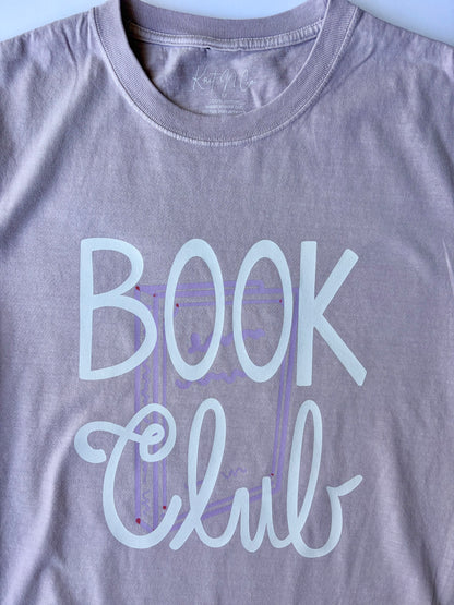 Book Club on Adult Vintage Washed Lavender Short Sleeve Tee