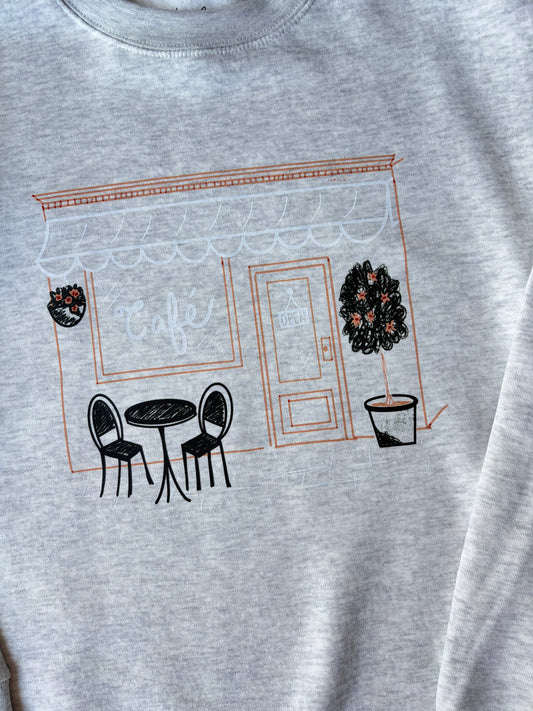 Cafe' on Adult Oatmeal Heather Sweatshirt