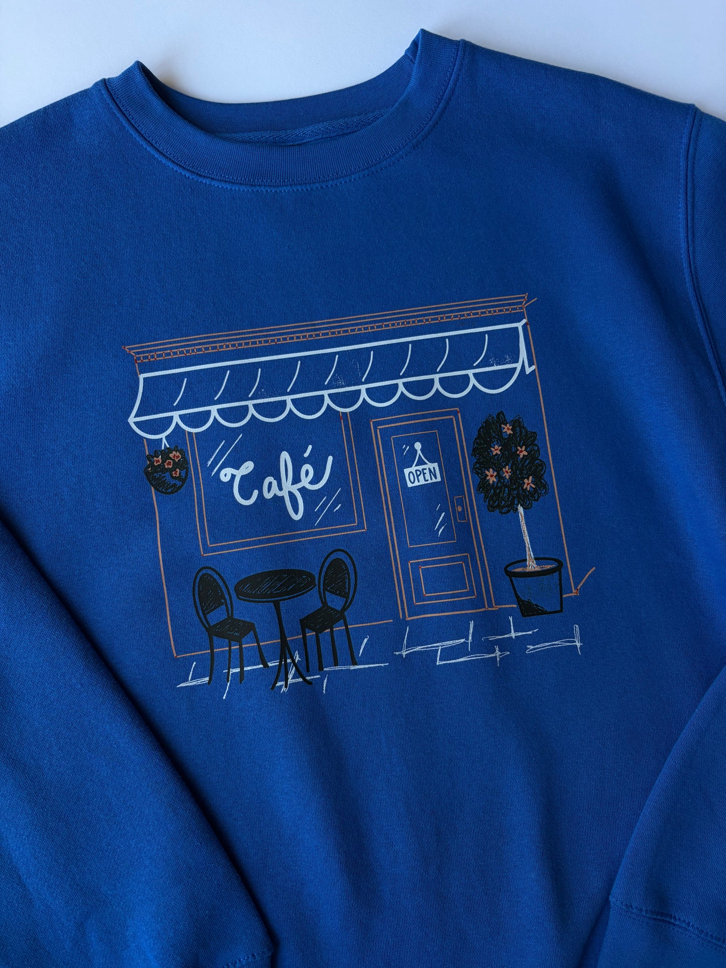 Cafe' on Adult Royal Blue Sweatshirt