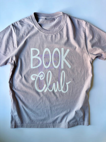 Book Club on Adult Vintage Washed Lavender Short Sleeve Tee