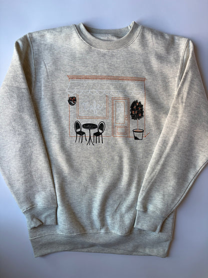 Cafe' on Adult Oatmeal Heather Sweatshirt