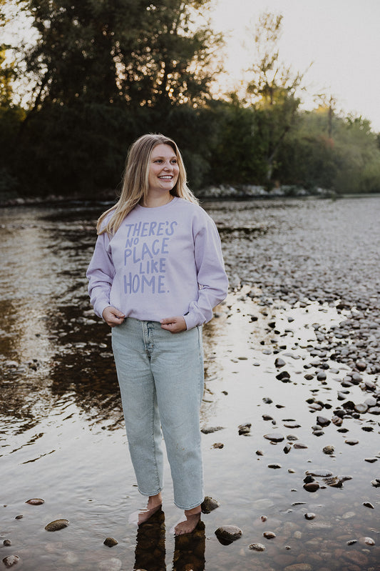 There's No Place Like Home on Lilac Sweater