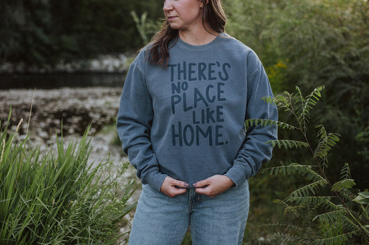 There's No Place Like Home on Denim Sweater