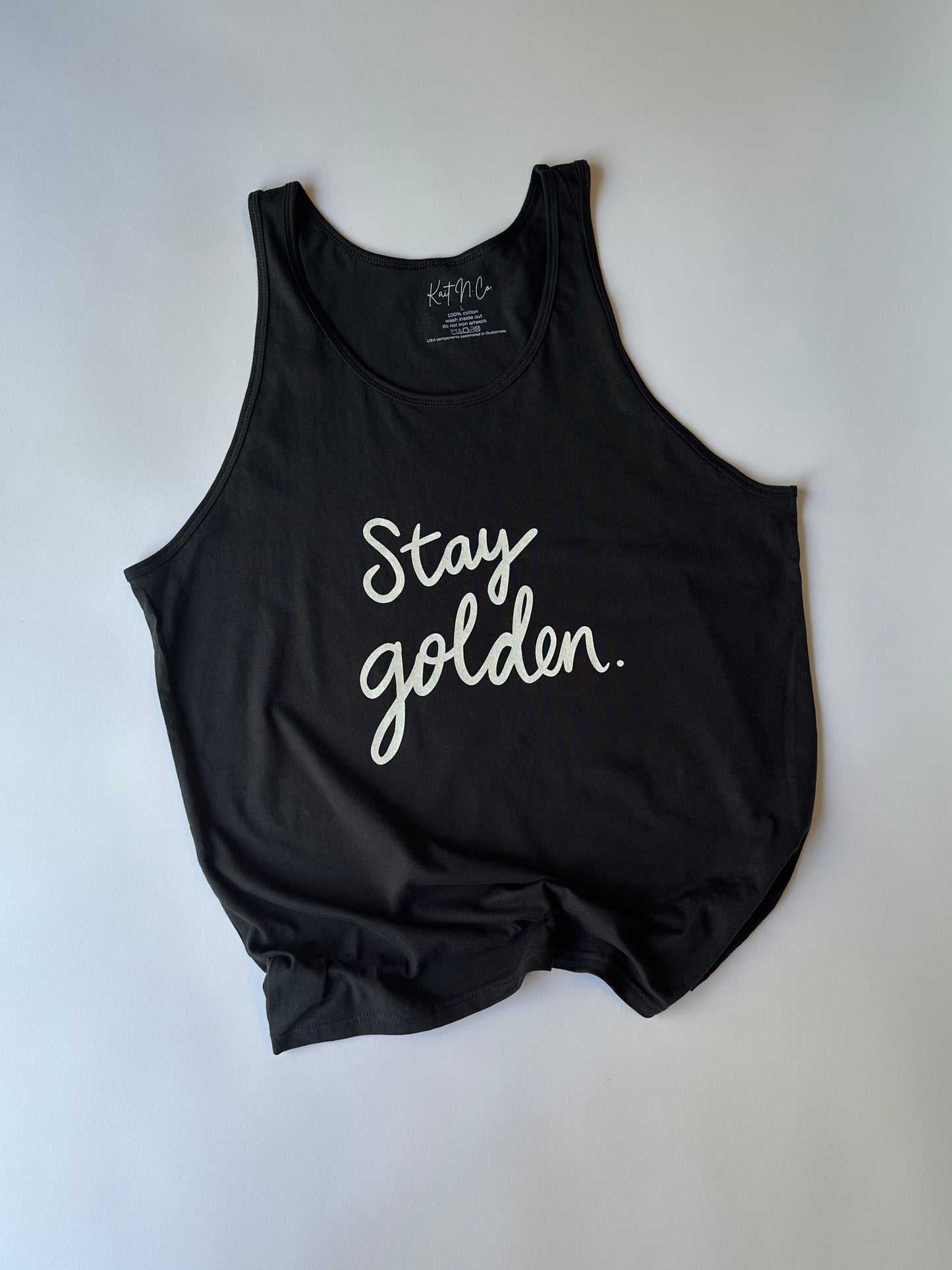 Stay Golden Tank on Dark Grey