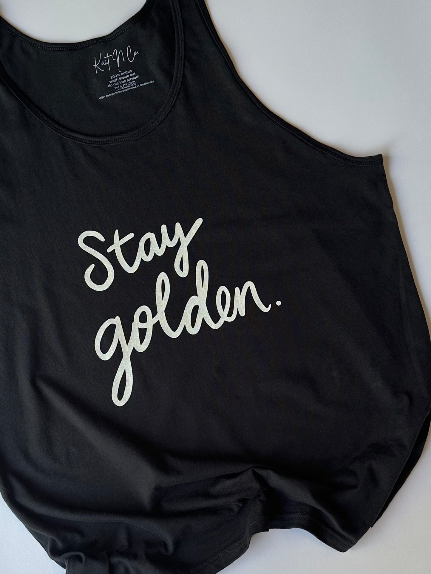 Stay Golden Tank on Dark Grey