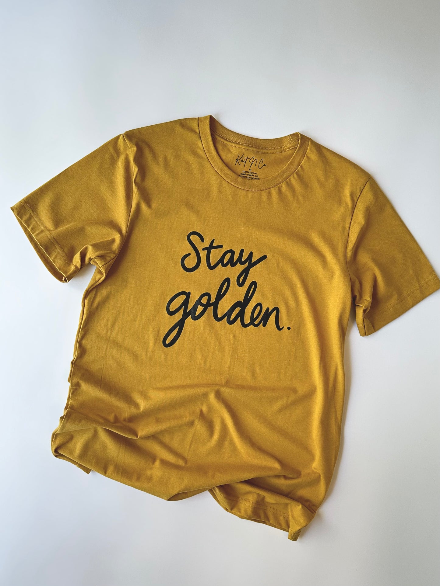 Stay Golden Tee on Mustard