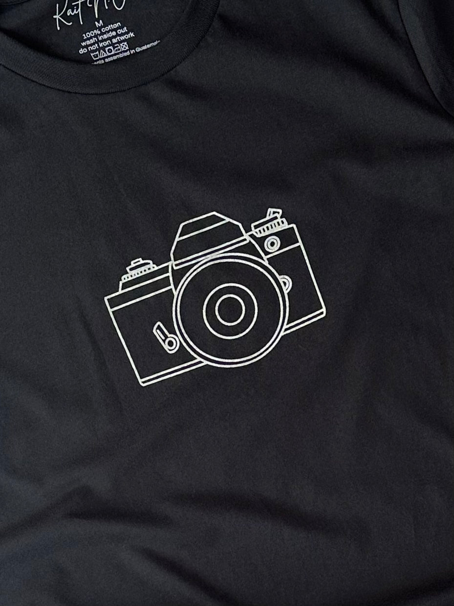 Nikon Camera Tee on Dark Grey