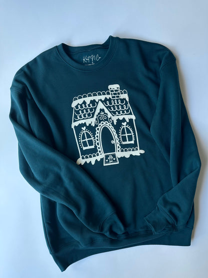 Gingerbread House on Dark Teal