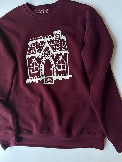 Gingerbread House on Maroon