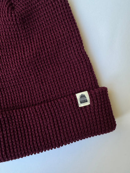 Hat Cuff on Burgundy Beanie