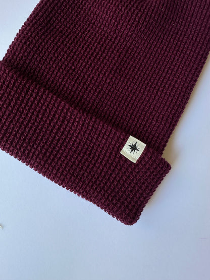 Star Cuff on Burgundy Beanie