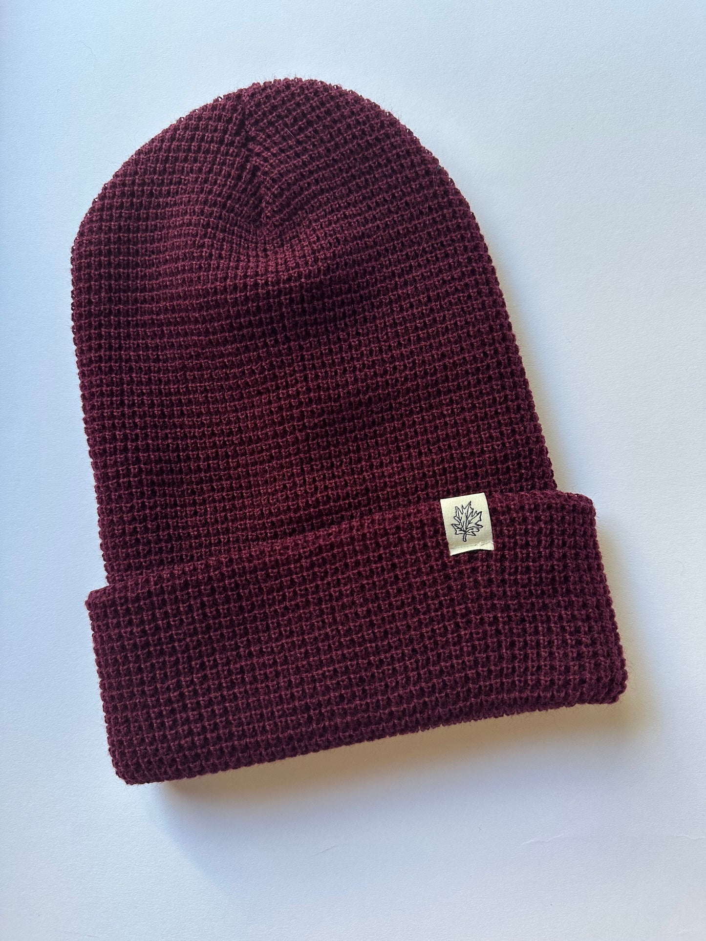 Maple Leaf Cuff on Burgundy Beanie