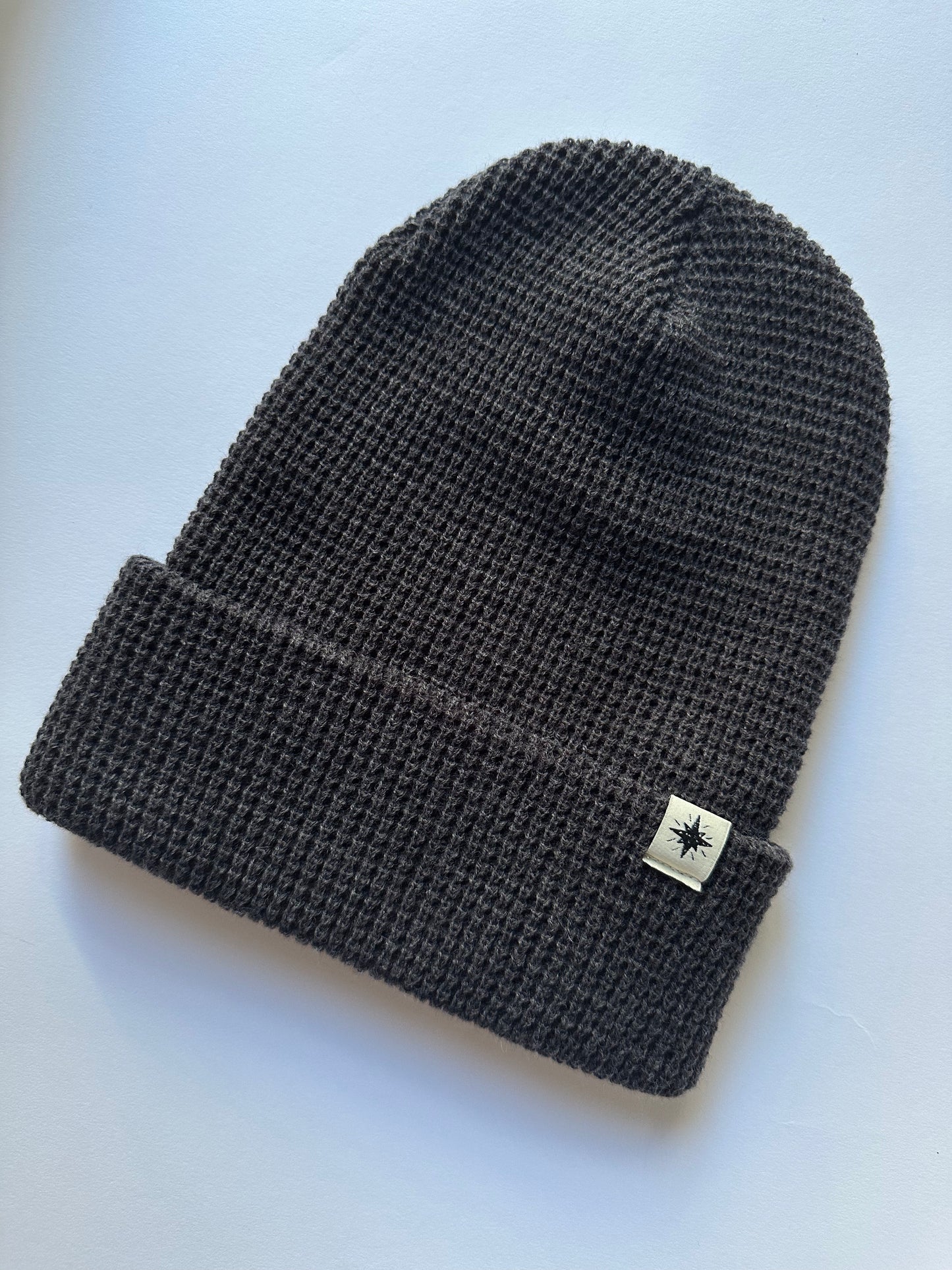 Star Cuff on Heather Charcoal Beanie