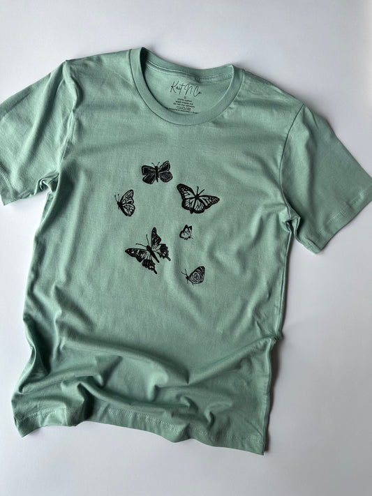 Butterflies on Dusty Teal