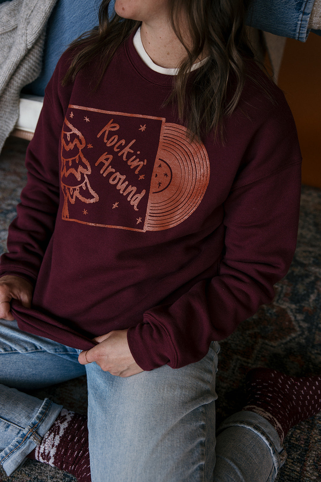 Rockin' Around Sweater on Maroon