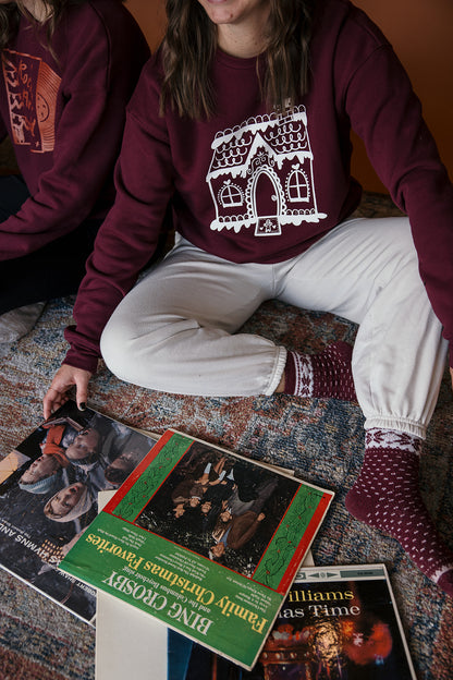 Gingerbread House on Maroon