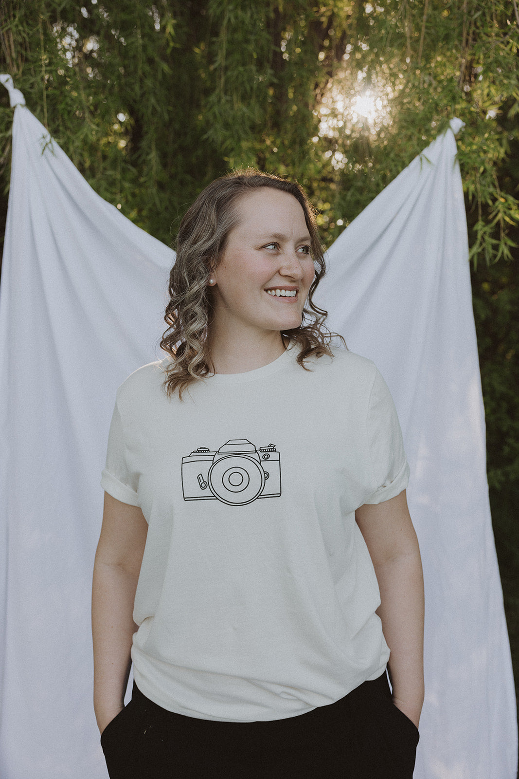 Nikon Camera Tee on Vintage White