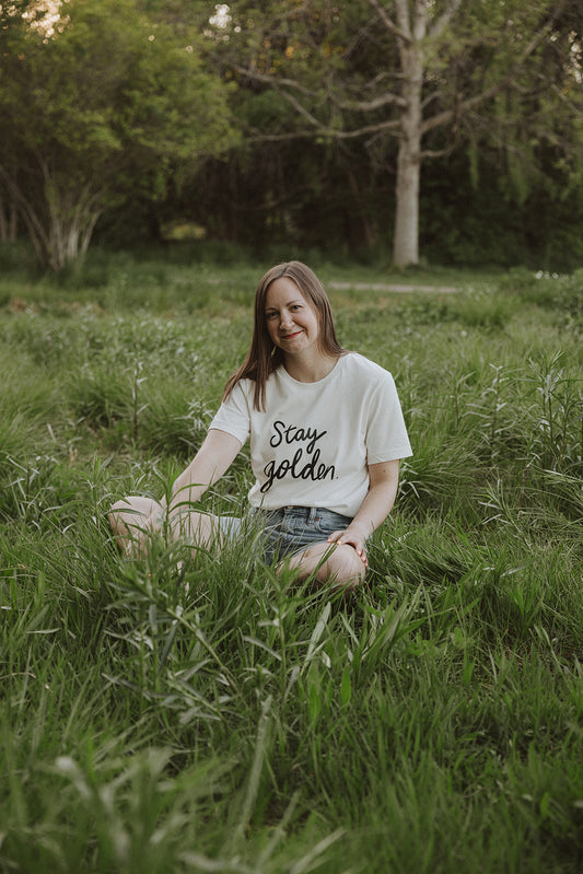 Stay Golden Tee on Vintage White