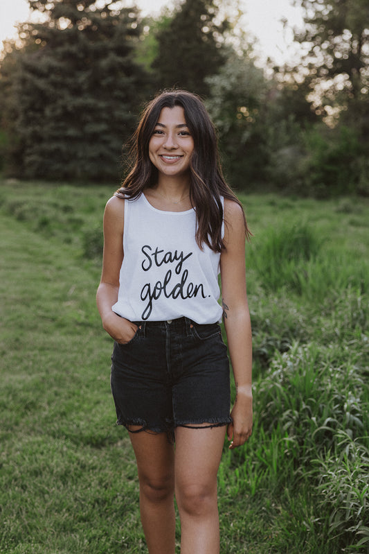 Stay Golden Tank on White