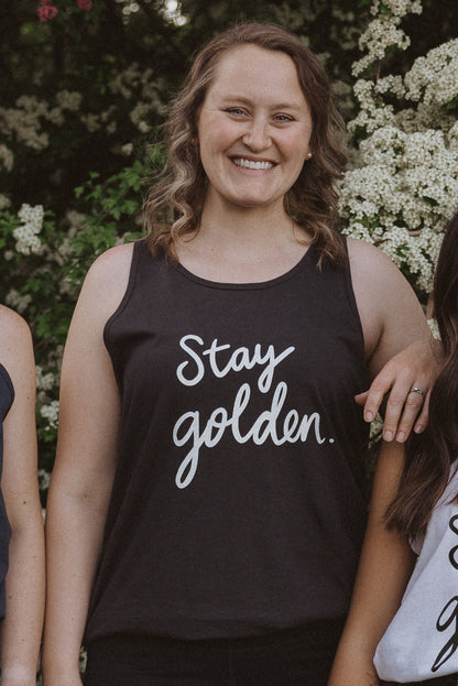 Stay Golden Tank on Dark Grey