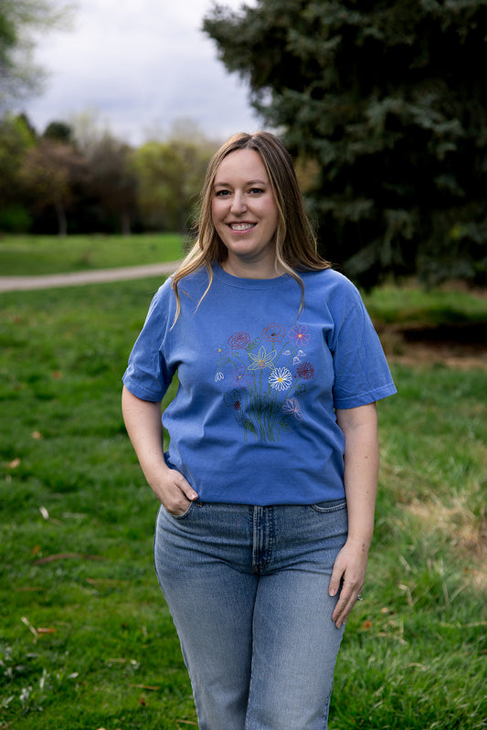 Grow Together on Adult Washed Royal Blue Short Sleeve Tee