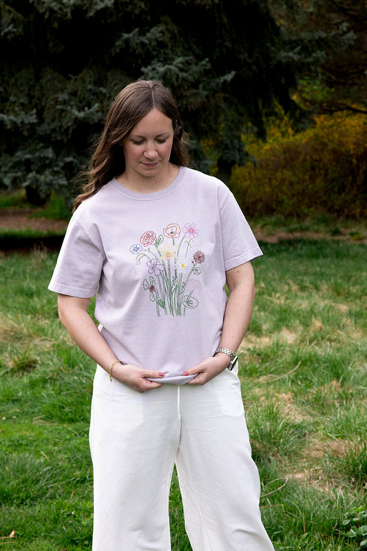 Grow Together on Adult Vintage Washed Lavender Short Sleeve Tee