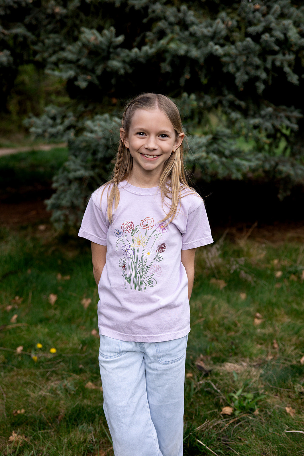 Grow Together on Youth Washed Bright Lavender Short Sleeve Tee