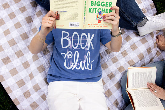 Book Club on Adult Vintage Washed Royal Blue Short Sleeve Tee