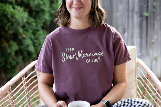 The Slow Mornings Adult Washed Maroon Short Sleeve Tee