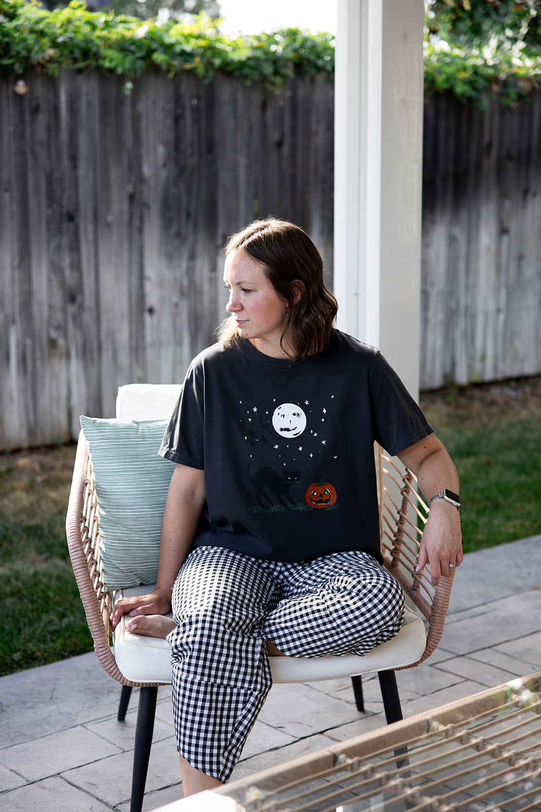Autumn After Dark Adult Washed Black Short Sleeve Tee