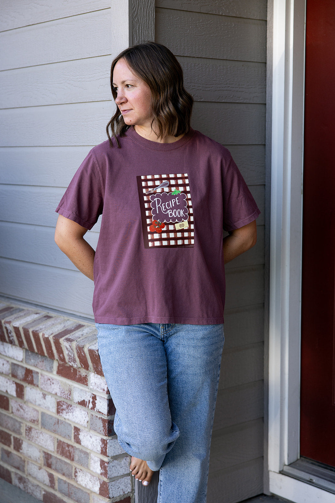 Recipe Book Adult Washed Maroon Short Sleeve Tee