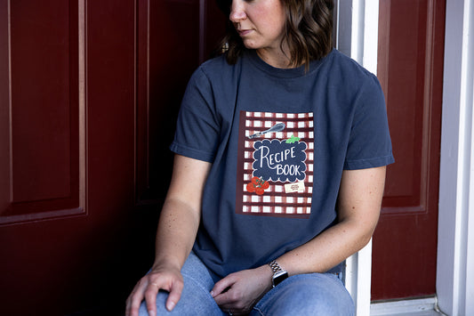 Recipe Book Adult Washed Navy Short Sleeve Tee
