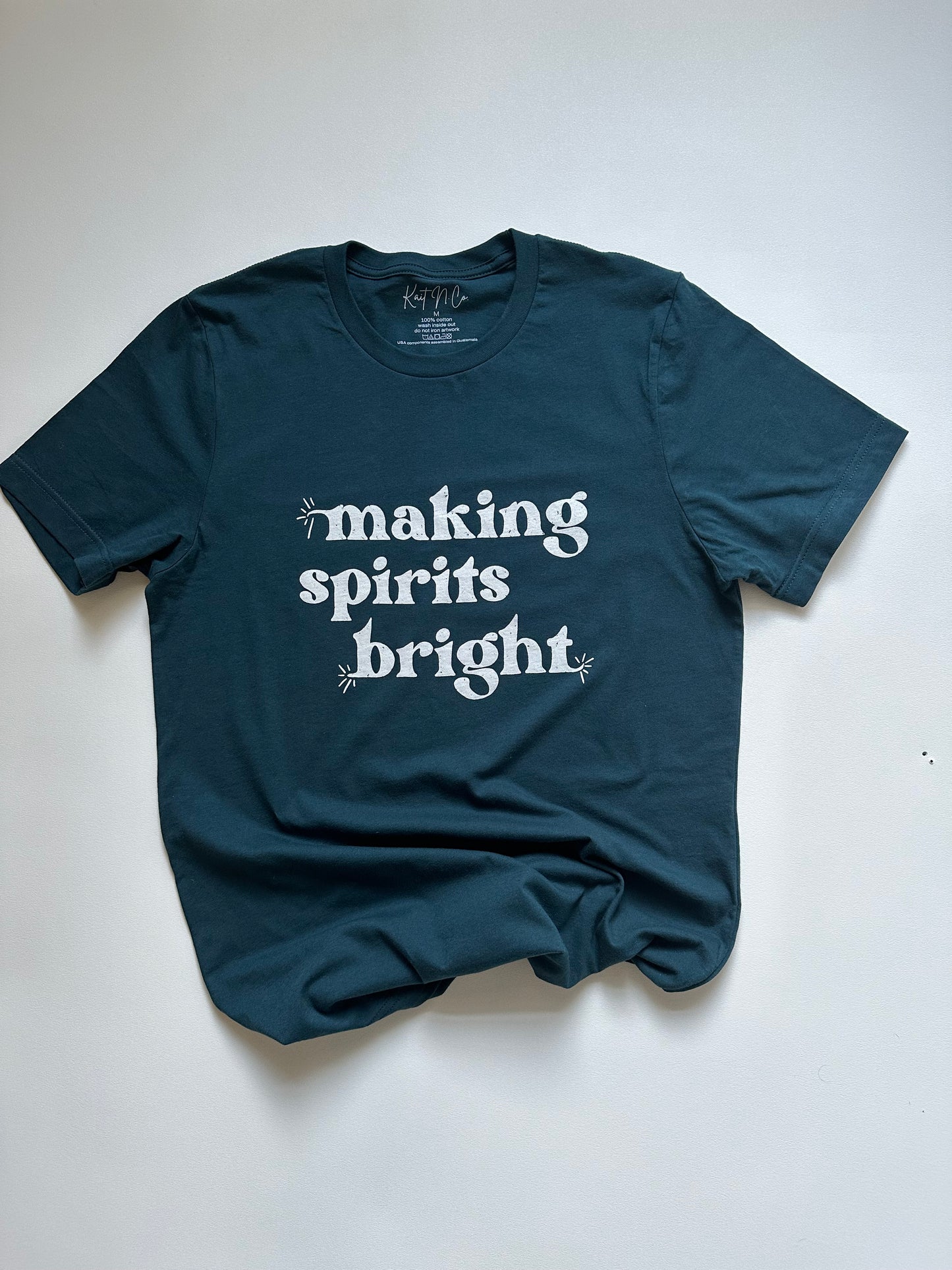 Making Spirits Bright Tee on Dark Teal