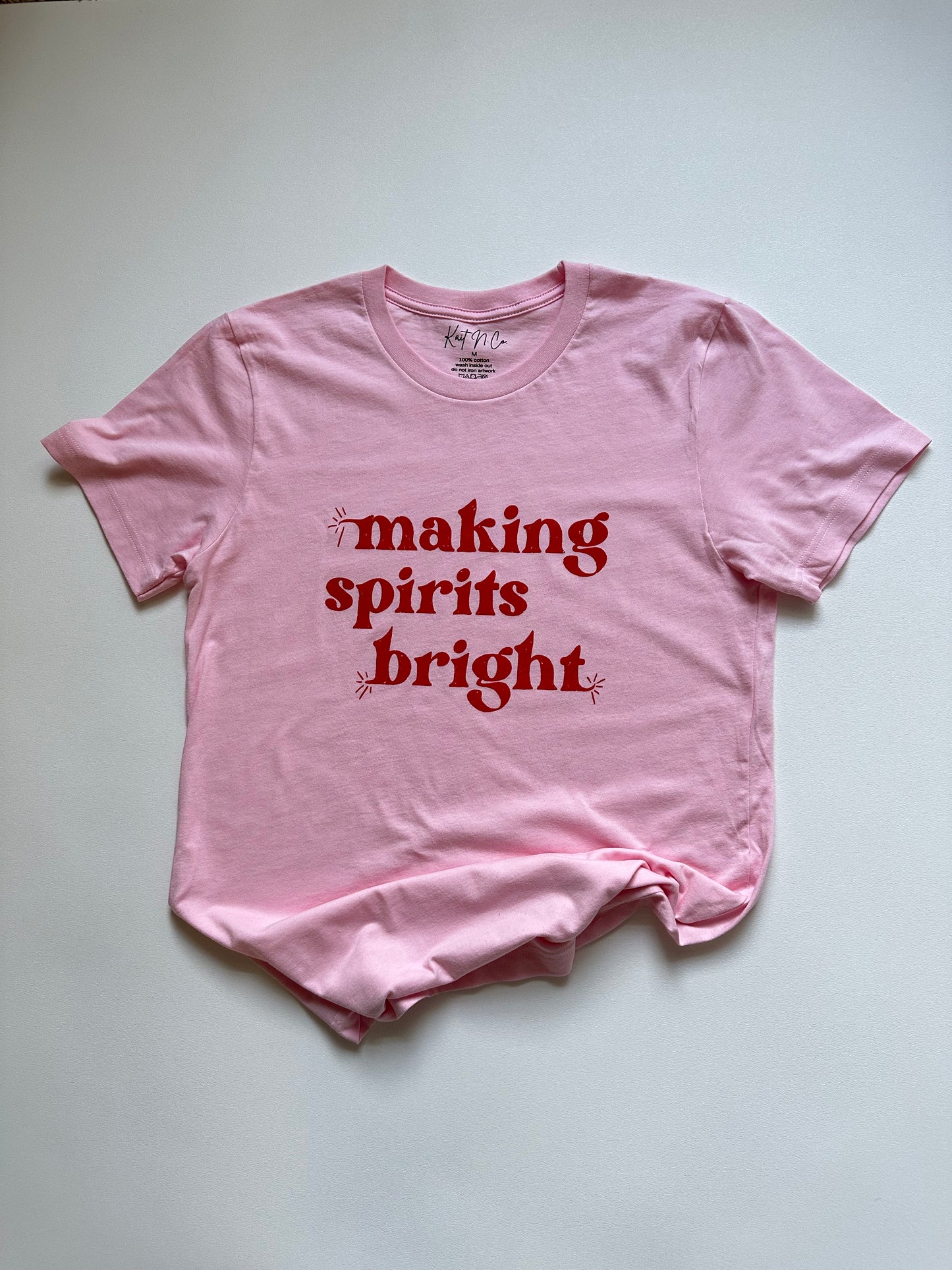 Making Spirits Bright Tee on Pink