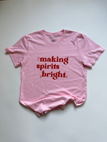 Making Spirits Bright Tee on Pink