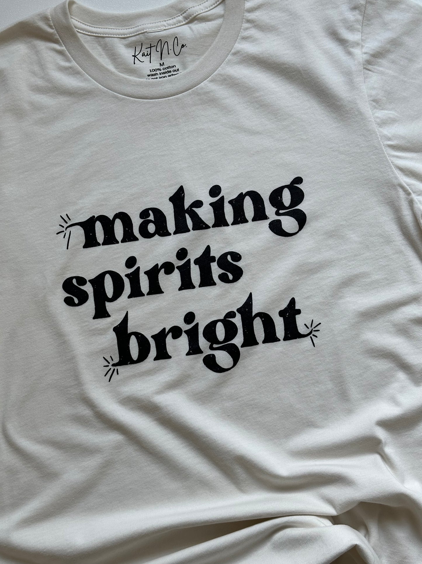 Making Spirits Bright Tee on Vintage White