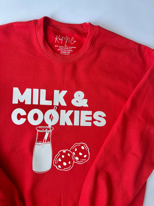 Adult Milk & Cookies on Red Sweater