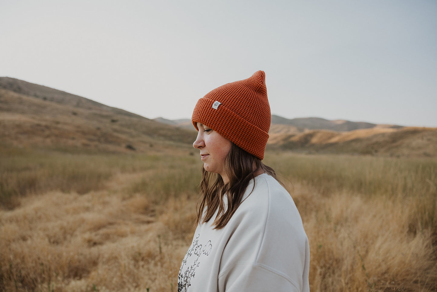 Maple Leaf Cuff on Rust Beanie